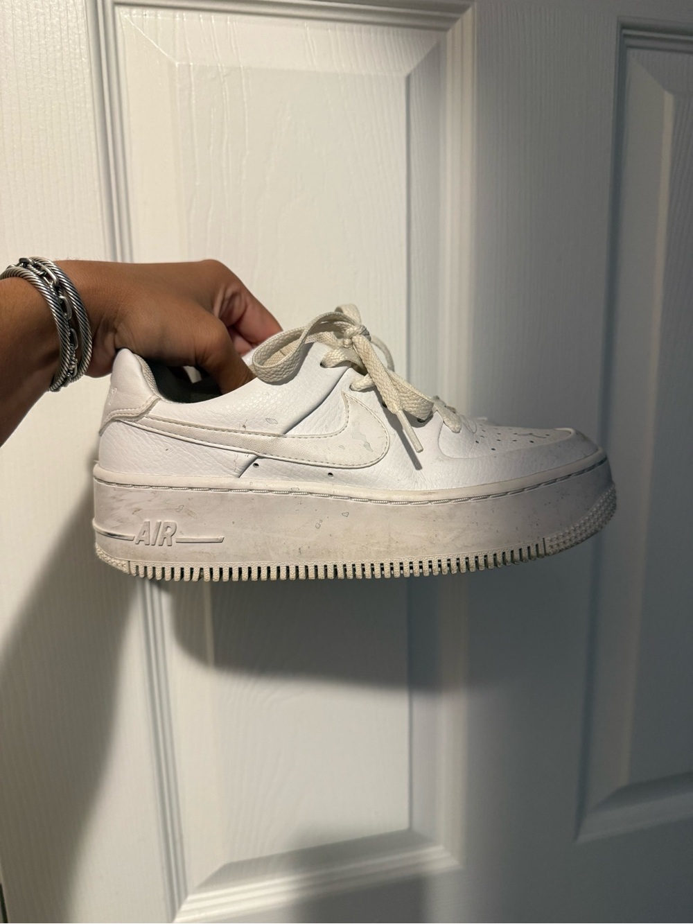 Nike Women's White Low-Top Air Force Platform Sneakers